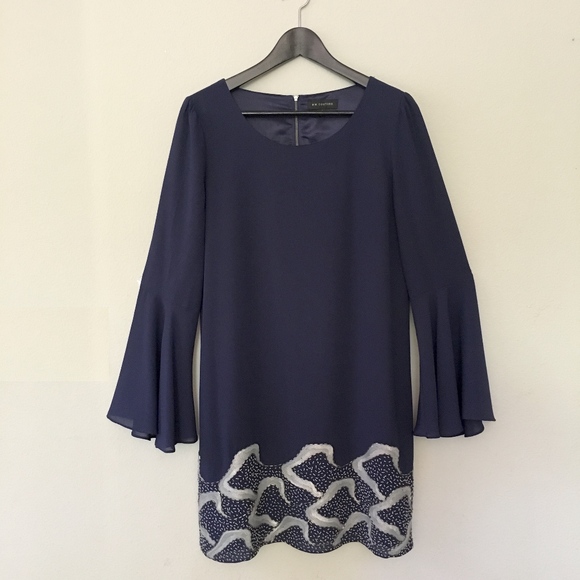 MM Couture Bell Sleeve Sequin Navy Dress - Small - Picture 1 of 6